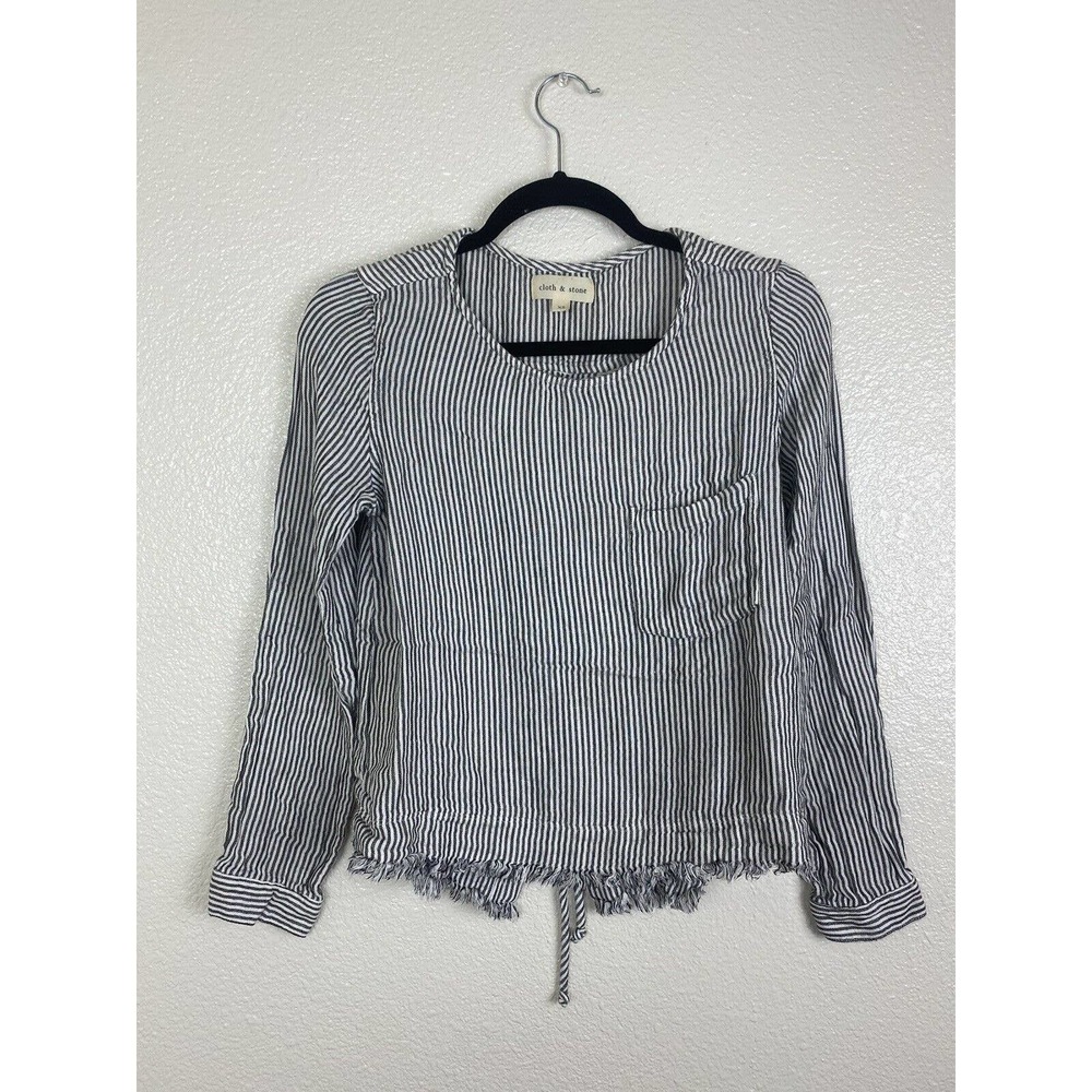 Cloth & Stone Black and White Striped Tie Back Long Sleeve Blouse Size XS